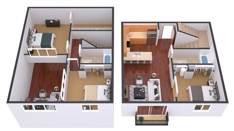 Floor plan for 3 beds, 2 baths, 1208 sqft
